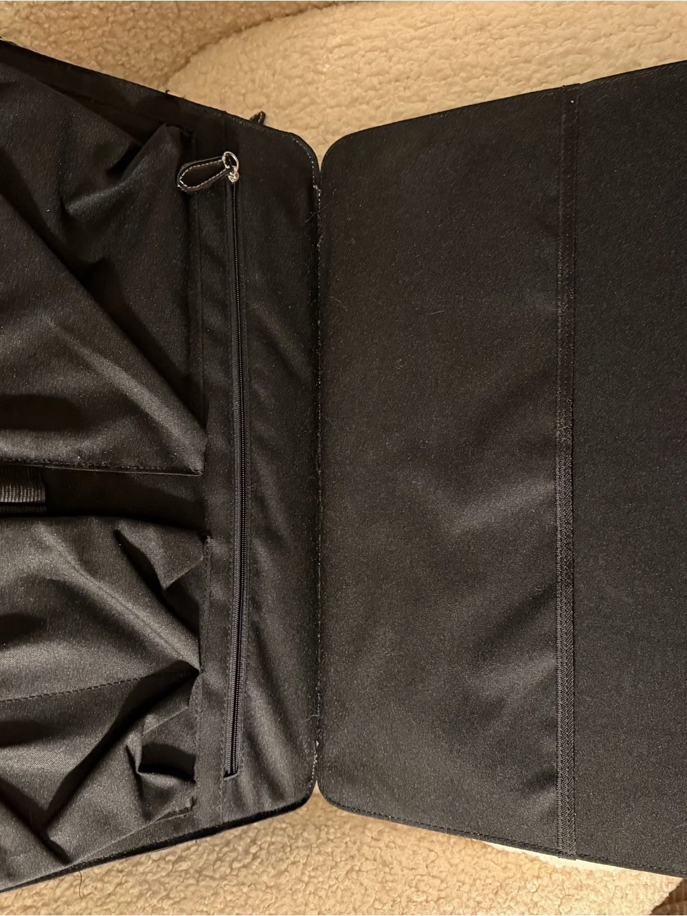 Around the Block Black Genuine Leather Business Briefcase Work Tote EUC